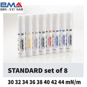 Bộ 8 cây bút thử đo sức căng bề mặt Arcotest Pink Jumbo từ 30-44 dyne